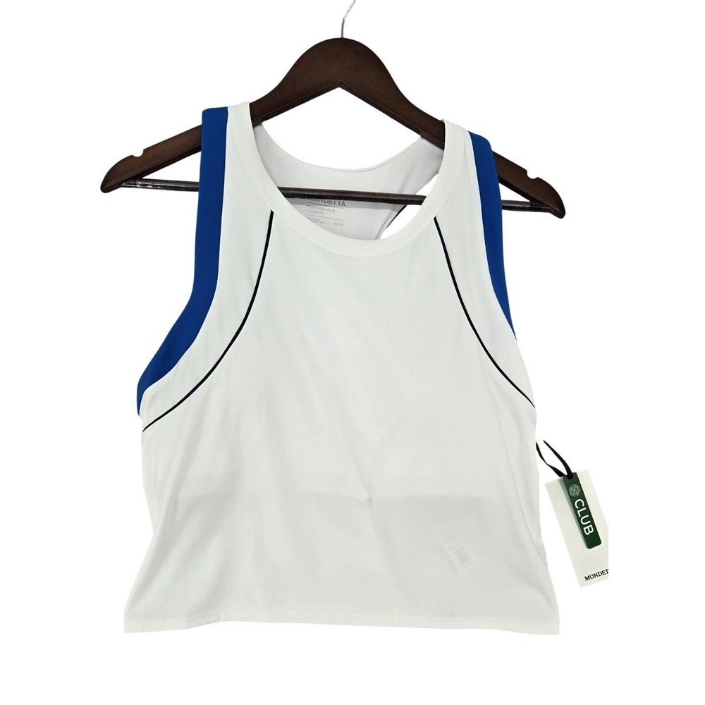 Mondetta Club Performance Racerback Tank White Blue Women's Activewear NWT